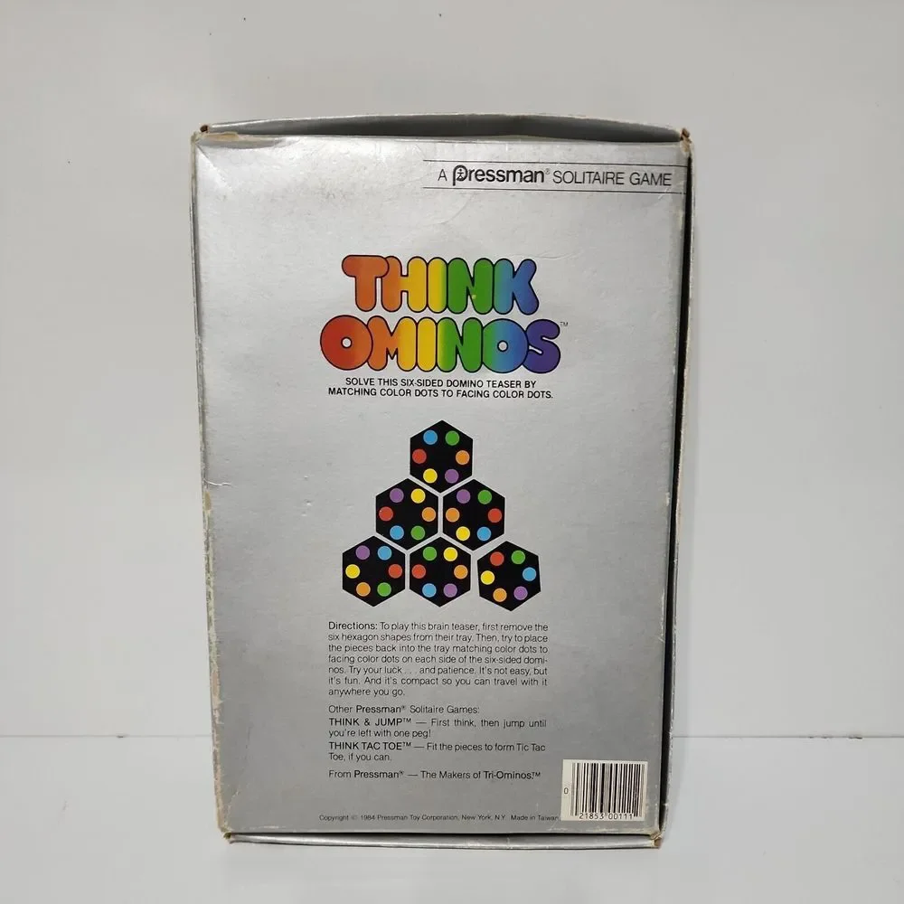 THINK OMINOS THINKOMINOS Domino Brain Teaser Pressman Solitaire Game Vintage '84